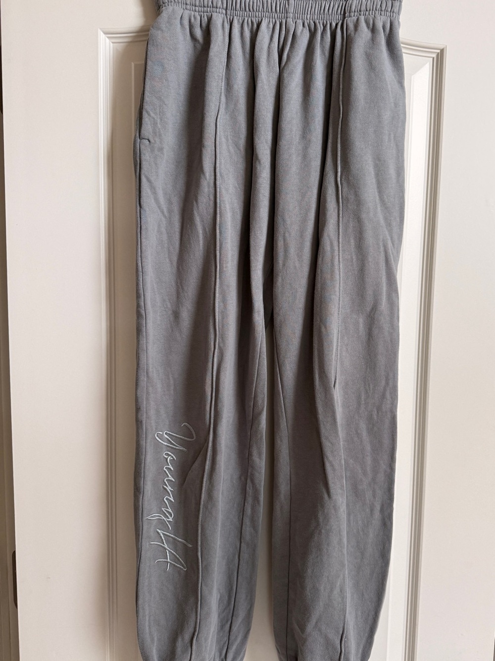 YoungLA Gray Joggers with Script Logo